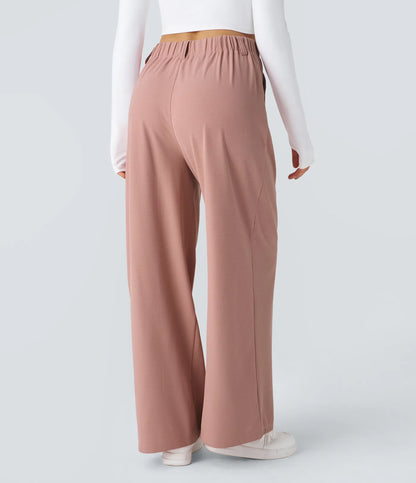 High Waisted Pocket Wide Leg Waffle Work Pants