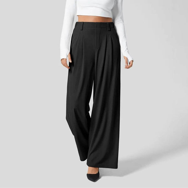 High Waisted Pocket Wide Leg Waffle Work Pants
