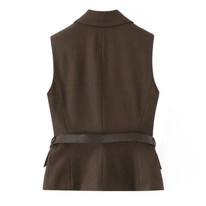 2025 New  Women Pants Fashiontwo-piece set Women Sexy V-Neck  With Belt Top+ wide-leg Pants 2 Pieces Sets Elegant Women Suit